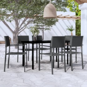 Juego de comedor para jardín 7 piezas negro de , Conjuntos de jardín - Ref: Foro24-3099266, Precio: 413,99 €, Descuento: %