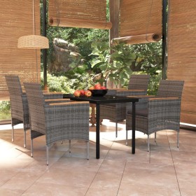 Juego de comedor para jardín 5 piezas con cojines gris y negro de , Conjuntos de jardín - Ref: Foro24-3099337, Precio: 386,99...