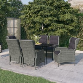 Garten-Essgruppe, 7-teilig, graues synthetisches Rattan von , Gartensets - Ref: Foro24-3099664, Preis: 1,00 €, Rabatt: %