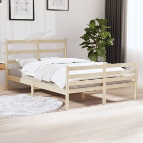 Solid pine wood bed frame 140x190 cm by , Beds and slatted bases - Ref: Foro24-3103693, Price: 115,98 €, Discount: %