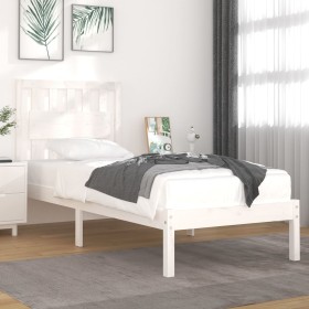 Estructura de cama madera maciza de pino blanco 90x190 cm de , Camas y somieres - Ref: Foro24-3103899, Precio: 94,99 €, Descu...