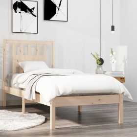 Solid wood bed frame 90x190 cm by , Beds and slatted bases - Ref: Foro24-3104028, Price: 83,42 €, Discount: %