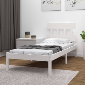 Estructura de cama individual madera maciza blanco 90x190 cm de , Camas y somieres - Ref: Foro24-3104704, Precio: 86,99 €, De...