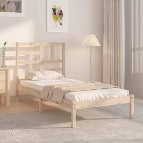 Solid wood bed frame 90x190 cm by , Beds and slatted bases - Ref: Foro24-3105915, Price: 82,16 €, Discount: %