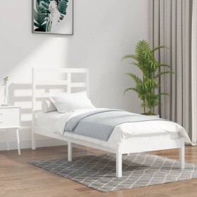 Estructura de cama individual madera maciza blanco 90x190 cm de , Camas y somieres - Ref: Foro24-3105761, Precio: 88,99 €, De...