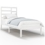 White solid wood single bed frame 90x190 cm by , Beds and slatted bases - Ref: Foro24-3105761, Price: 89,82 €, Discount: %