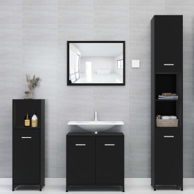 Black engineered wood 4-piece bathroom furniture set by , Bathroom furniture - Ref: Foro24-3056881, Price: 200,35 €, Discount: %