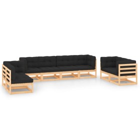 Garden furniture 8 pieces and cushions solid pine wood by , Garden sets - Ref: Foro24-3083806, Price: 739,48 €, Discount: %