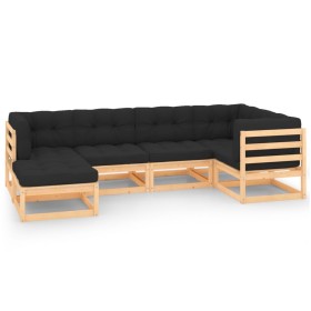 Garden furniture set 6 pieces and cushions solid pine wood by , Garden sets - Ref: Foro24-3083812, Price: 480,99 €, Discount: %