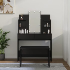 Black Plywood LED Vanity Set by , Bedroom Dressers - Ref: Foro24-3114124, Price: 165,99 €, Discount: %