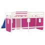 High bed for children with pink pine wood curtains 80x200 cm by , Beds and slatted bases - Ref: Foro24-3207014, Price: 260,99...