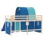 Cama alta para niños con túnel madera pino azul 80x200 cm de , Camas y somieres - Ref: Foro24-3207037, Precio: 262,51 €, Desc...