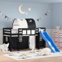 Children's loft bed with black white pine wood tunnel 80x200 cm by , Beds and slatted bases - Ref: Foro24-3207042, Price: 277...