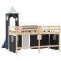 Cama alta niños con torre madera pino blanco negro 80x200 cm de , Camas y somieres - Ref: Foro24-3207063, Precio: 265,04 €, D...