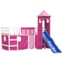 Cama alta para niños con torre madera pino rosa 80x200 cm de , Camas y somieres - Ref: Foro24-3207068, Precio: 275,99 €, Desc...