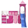 High bed for children with pink pine wood tower 80x200 cm by , Beds and slatted bases - Ref: Foro24-3207068, Price: 280,20 €,...