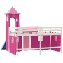 High bed for children with pink pine wood tower 80x200 cm by , Beds and slatted bases - Ref: Foro24-3207068, Price: 280,20 €,...