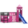 Cama alta para niños con torre madera pino rosa 90x200 cm de , Camas y somieres - Ref: Foro24-3207080, Precio: 283,36 €, Desc...