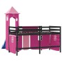 Cama alta para niños con torre madera pino rosa 90x200 cm de , Camas y somieres - Ref: Foro24-3207080, Precio: 285,39 €, Desc...