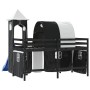 Cama alta niños con torre madera pino blanco negro 90x200 cm de , Camas y somieres - Ref: Foro24-3207105, Precio: 299,25 €, D...