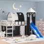 Cama alta niños con torre madera pino blanco negro 90x190 cm de , Camas y somieres - Ref: Foro24-3207111, Precio: 302,97 €, D...