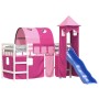 Cama alta para niños con torre madera pino rosa 90x190 cm de , Camas y somieres - Ref: Foro24-3207113, Precio: 302,97 €, Desc...