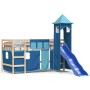 Cama alta para niños con torre madera pino azul 90x190 cm de , Camas y somieres - Ref: Foro24-3207082, Precio: 261,14 €, Desc...