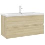 Mueble con lavabo madera de ingeniería roble Sonoma de , Tocadores de baño - Ref: Foro24-3071651, Precio: 283,95 €, Descuento: %