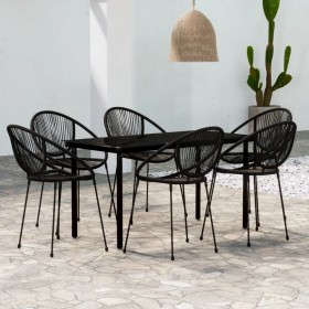 Juego de comedor para jardín 7 piezas negro de , Conjuntos de jardín - Ref: Foro24-3099128, Precio: 729,10 €, Descuento: %