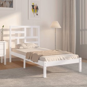 White solid wood single bed frame 90x190 cm by , Beds and slatted bases - Ref: Foro24-3105916, Price: 88,99 €, Discount: %