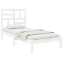 White solid wood single bed frame 90x190 cm by , Beds and slatted bases - Ref: Foro24-3105916, Price: 88,52 €, Discount: %