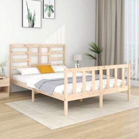 Estructura de cama de matrimonio madera maciza 135x190 cm de , Camas y somieres - Ref: Foro24-3105900, Precio: 136,31 €, Desc...