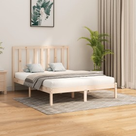 Solid wood bed frame 140x200 cm by , Beds and slatted bases - Ref: Foro24-3106768, Price: 112,95 €, Discount: %