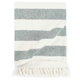 Dark green cotton striped blanket 160x210 cm by vidaXL, Blankets - Ref: Foro24-133798, Price: 26,00 €, Discount: %