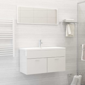 Glossy white engineered wood bathroom furniture set by , Bathroom furniture - Ref: Foro24-3070889, Price: 255,38 €, Discount: %