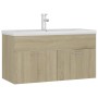 Mueble con lavabo madera de ingeniería roble Sonoma de , Tocadores de baño - Ref: Foro24-3071291, Precio: 279,06 €, Descuento: %