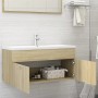 Mueble con lavabo madera de ingeniería roble Sonoma de , Tocadores de baño - Ref: Foro24-3071300, Precio: 291,54 €, Descuento: %