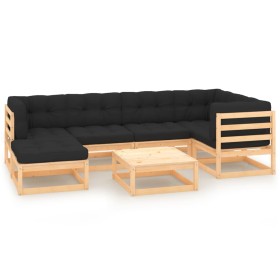 Garden furniture set 7 pieces and cushions solid pine wood by , Garden sets - Ref: Foro24-3083813, Price: 511,08 €, Discount: %