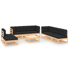 Garden furniture set 9 pieces and cushions solid pine wood by , Garden sets - Ref: Foro24-3083818, Price: 732,99 €, Discount: %