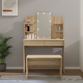 Sonoma Oak Plywood LED Vanity Set by , Bedroom Dressers - Ref: Foro24-3114125, Price: 150,99 €, Discount: %