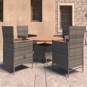 Set de comedor de jardín 5 pzas y cojines ratán sintético gris de , Conjuntos de jardín - Ref: Foro24-3059356, Precio: 592,52...