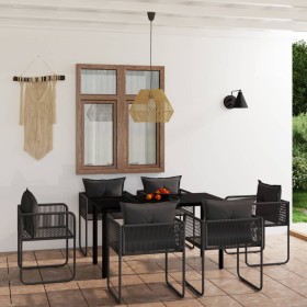 7-piece black garden dining set by , Garden sets - Ref: Foro24-3099080, Price: 544,99 €, Discount: %