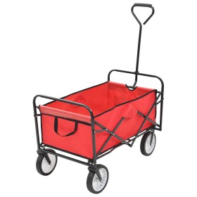 Carrito de mano plegable de acero color rojo de vidaXL, Carretillas de carga - Ref: Foro24-143778, Precio: 87,65 €, Descuento: %