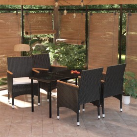 Juego de comedor de jardín 5 piezas con cojines negro de , Conjuntos de jardín - Ref: Foro24-3099331, Precio: 335,99 €, Descu...