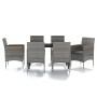 Juego de comedor de jardín 7 piezas con cojines gris y negro de , Conjuntos de jardín - Ref: Foro24-3099338, Precio: 485,60 €...