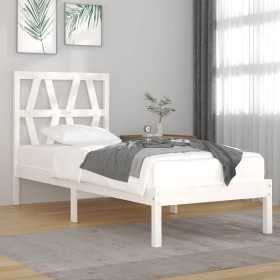 Estructura de cama madera maciza de pino blanco 90x190 cm de , Camas y somieres - Ref: Foro24-3103964, Precio: 90,99 €, Descu...