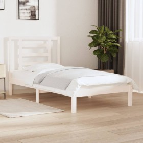 Solid white pine wood bed frame 90x190 cm by , Beds and slatted bases - Ref: Foro24-3104314, Price: 91,99 €, Discount: %