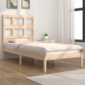 Solid pine wood bed frame 75x190 cm by , Beds and slatted bases - Ref: Foro24-3104438, Price: 75,99 €, Discount: %