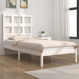 Solid white pine wood bed frame 90x190 cm by , Beds and slatted bases - Ref: Foro24-3104444, Price: 90,99 €, Discount: %