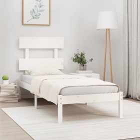 White solid wood single bed frame 90x190 cm by , Beds and slatted bases - Ref: Foro24-3104639, Price: 86,73 €, Discount: %